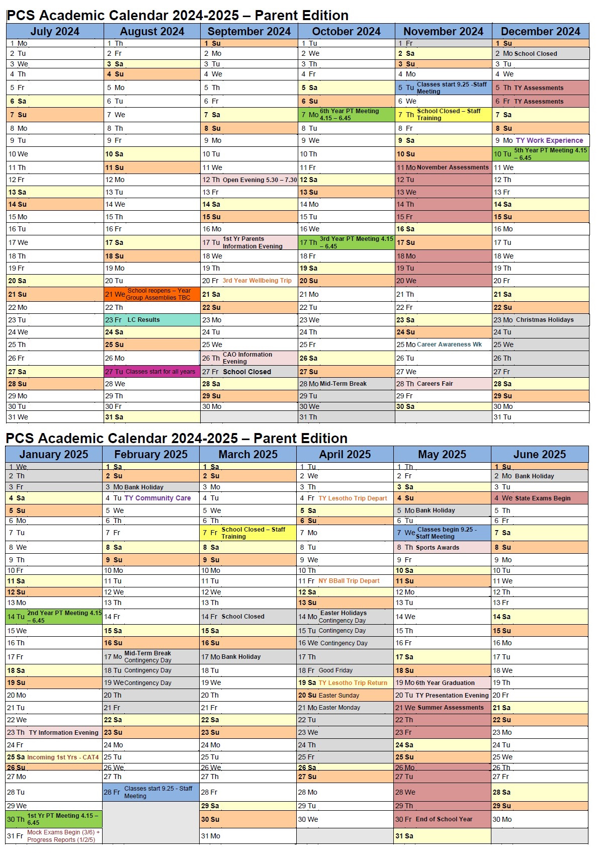 Calendario escolar irlanda 2025 6